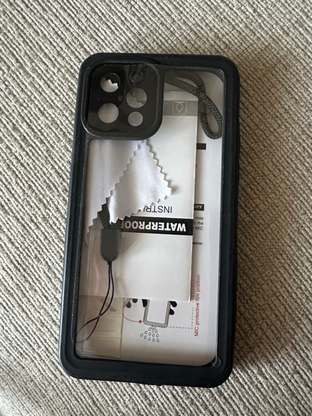 Black Waterproof Clear-Back iPhone 12 Pro Case